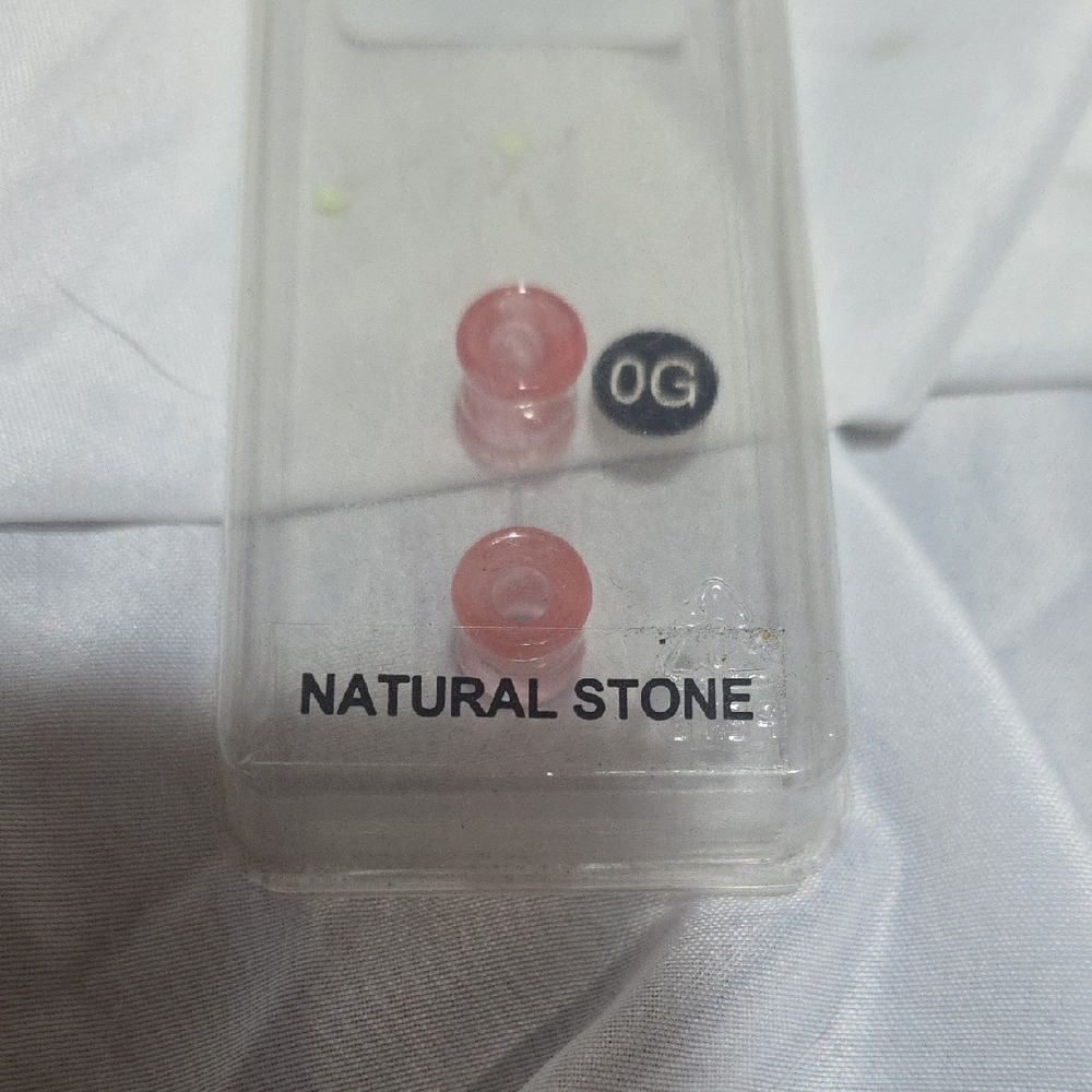 Pink Natural Stone Ear Plugs 0g